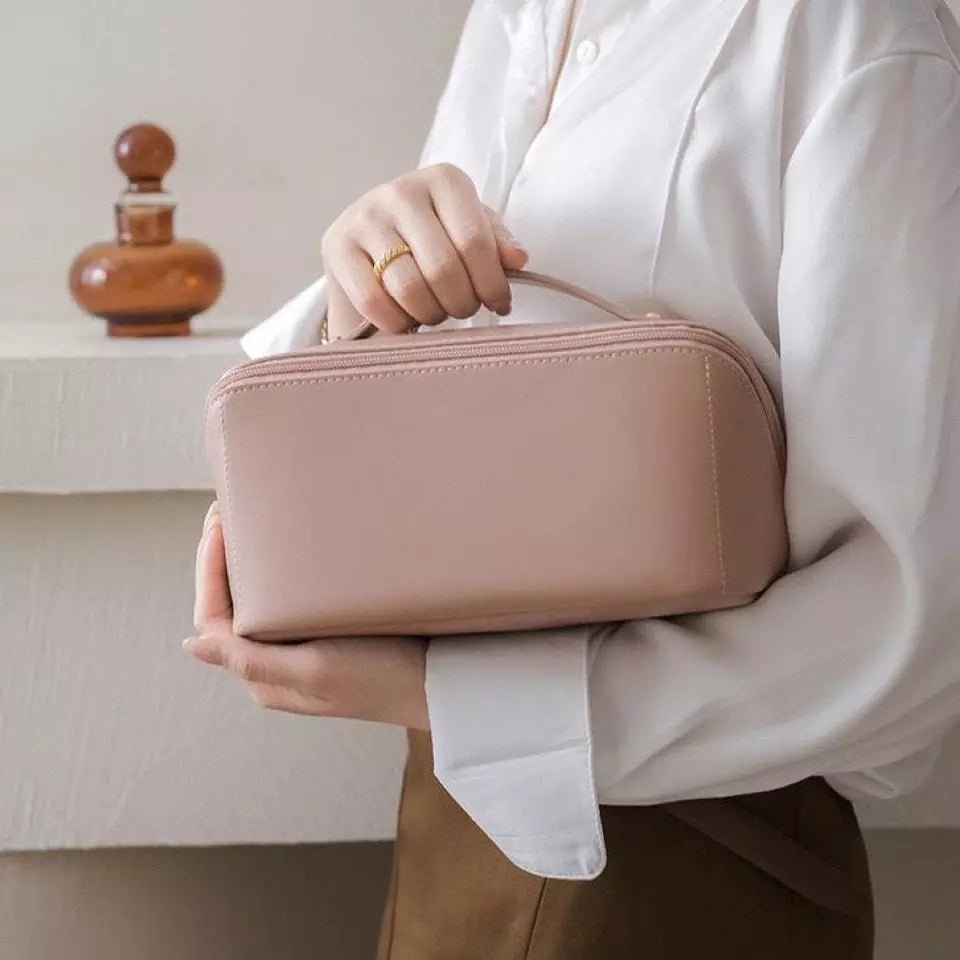 Large capacity leather Travel Cosmetic Bag